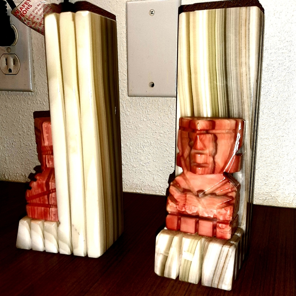 Vintage Aztec Marble Bookends